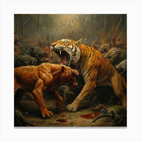 Tiger Fight 2 Canvas Print