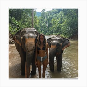 Elephants In Thailand Canvas Print