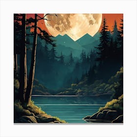 Full Moon Over The Lake Canvas Print