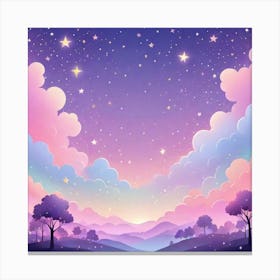 Sky With Twinkling Stars In Pastel Colors Square Composition 120 Canvas Print
