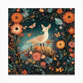 Deer In The Night The Magic of Watercolor: A Deep Dive into Undine, the Stunningly Beautiful Asian Goddess Canvas Print