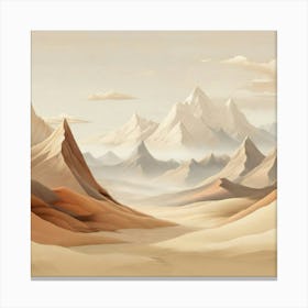 Beige landscape wall art simple mountains Canvas Print