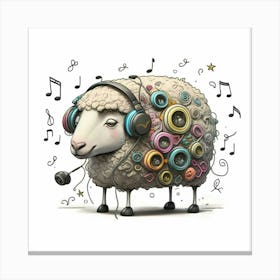 Sheep With Headphones 1 Canvas Print