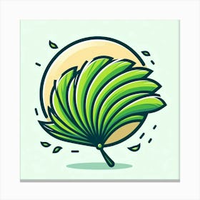 Green fan of palm leaves, Vector art 2 Canvas Print