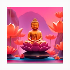 Buddha In Lotus Canvas Print