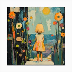 Little Girl At The Beach Canvas Print