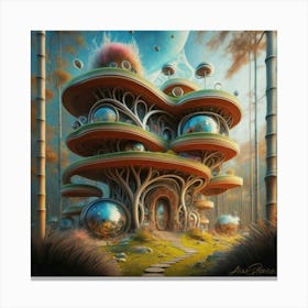 Huge colorful futuristic house design with vibrant details 11 Canvas Print