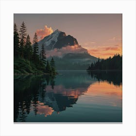 Sunrise Over Mountain Lake Canvas Print