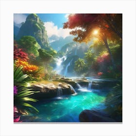 Waterfall In The Jungle 7 Canvas Print