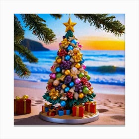 Christmas Tree On The Beach 4 Canvas Print