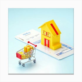 Buyer Shopping Cart Asset Concept Investment Building Purchase House Buy Home Residential (2) 2 Canvas Print