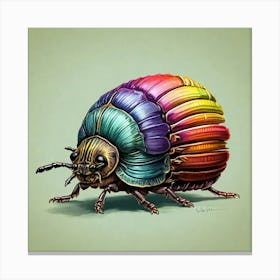 Colorful Insect Illustration Pill Bug 16 Art Print 3 Canvas Print