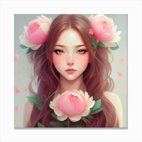 Peony Girl 5 Canvas Print