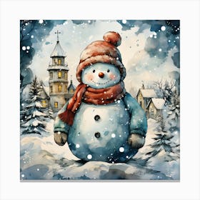 Snowman In Winter 2 Canvas Print