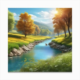 Landscape With A River 4 Canvas Print