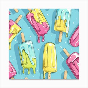 Seamless Pattern With Ice Cream Canvas Print