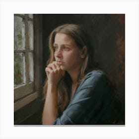 Girl By The Window Canvas Print