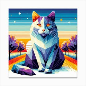 Mischief Low Poly Cat Canvas Print