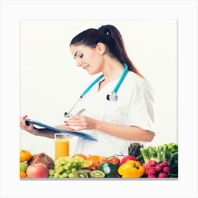 Female Doctor With Clipboard Canvas Print