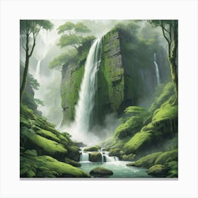 Waterfall In The Forest 3 Canvas Print