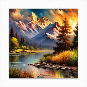 Sunset By The River 1 Canvas Print