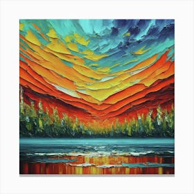 Sunset Over Lake Canvas Print