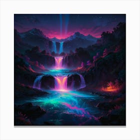 Waterfalls At Night 3 Canvas Print