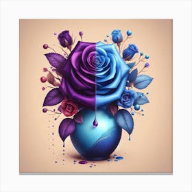 Blue Roses In A Vase 1 Canvas Print