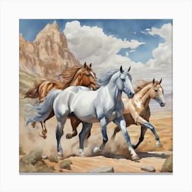 3d Fantasy Line Art Horses Watercolor Trending On Artstation Sharp Focus Studio Photo Intricat 191379778 Canvas Print