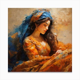 Woman with long hair 1 Canvas Print