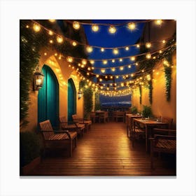 Patio With String Lights 2 Canvas Print
