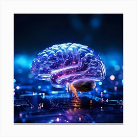 Brain On A Circuit Board Canvas Print