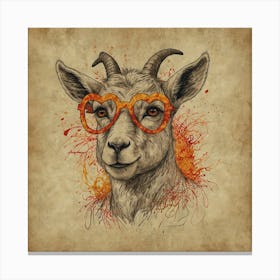 Goat In Glasses 3 Canvas Print