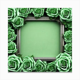 Green Roses Frame 11 Canvas Print