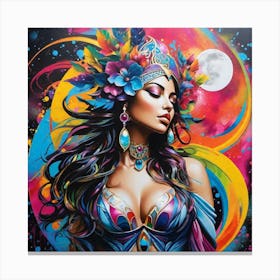 Woman With Colorful Hair 1 Canvas Print