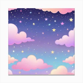 Sky With Twinkling Stars In Pastel Colors Square Composition 9 Canvas Print