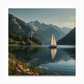 Sailboat On The Lake 1 Canvas Print