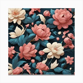 Aesthetic style, flower pattern 1 Canvas Print