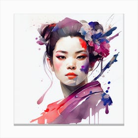 Watercolor Modern Geisha #5 Canvas Print