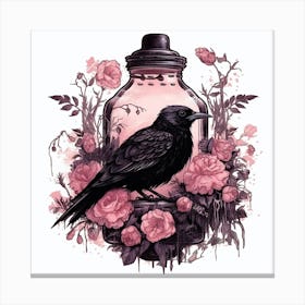 Crow In A Bottle Canvas Print