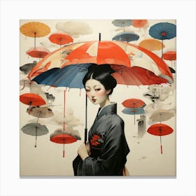 Japanese woman with umbrella 1 Canvas Print