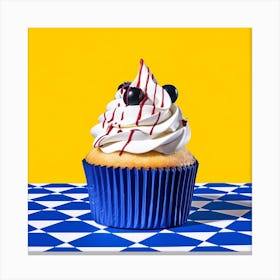 Cupcake Blue Checkerboard 8 Canvas Print