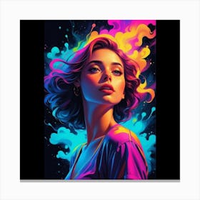 Girl With Colorful Hair Canvas Print