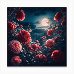 Roses In The Moonlight Canvas Print