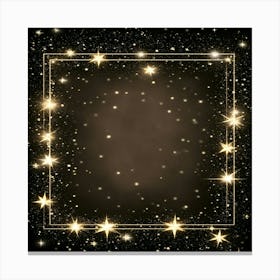 Golden Frame With Stars On Black Background 1 Canvas Print