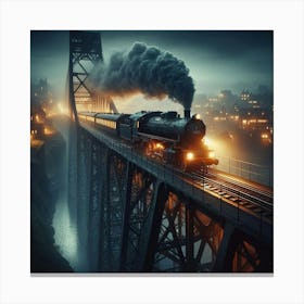Steam Train On A Bridge 1 Canvas Print