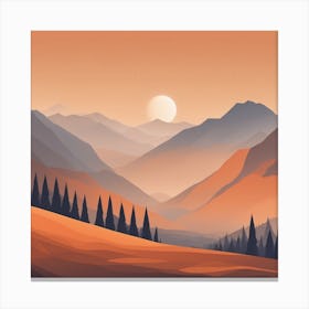 Misty mountains background in orange tone 95 Canvas Print