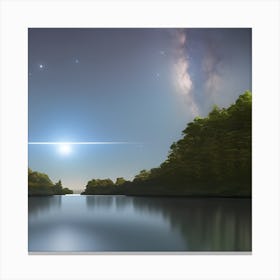 Starry Sky Over A Lake Canvas Print