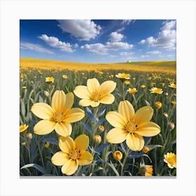 Yellow Flowers In A Field 11 Canvas Print