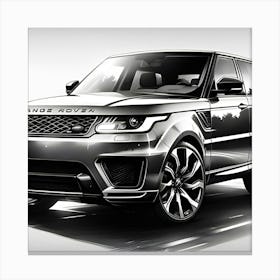 A Black And White Pencil Sketch Of A Range Rover Sport Canvas Print